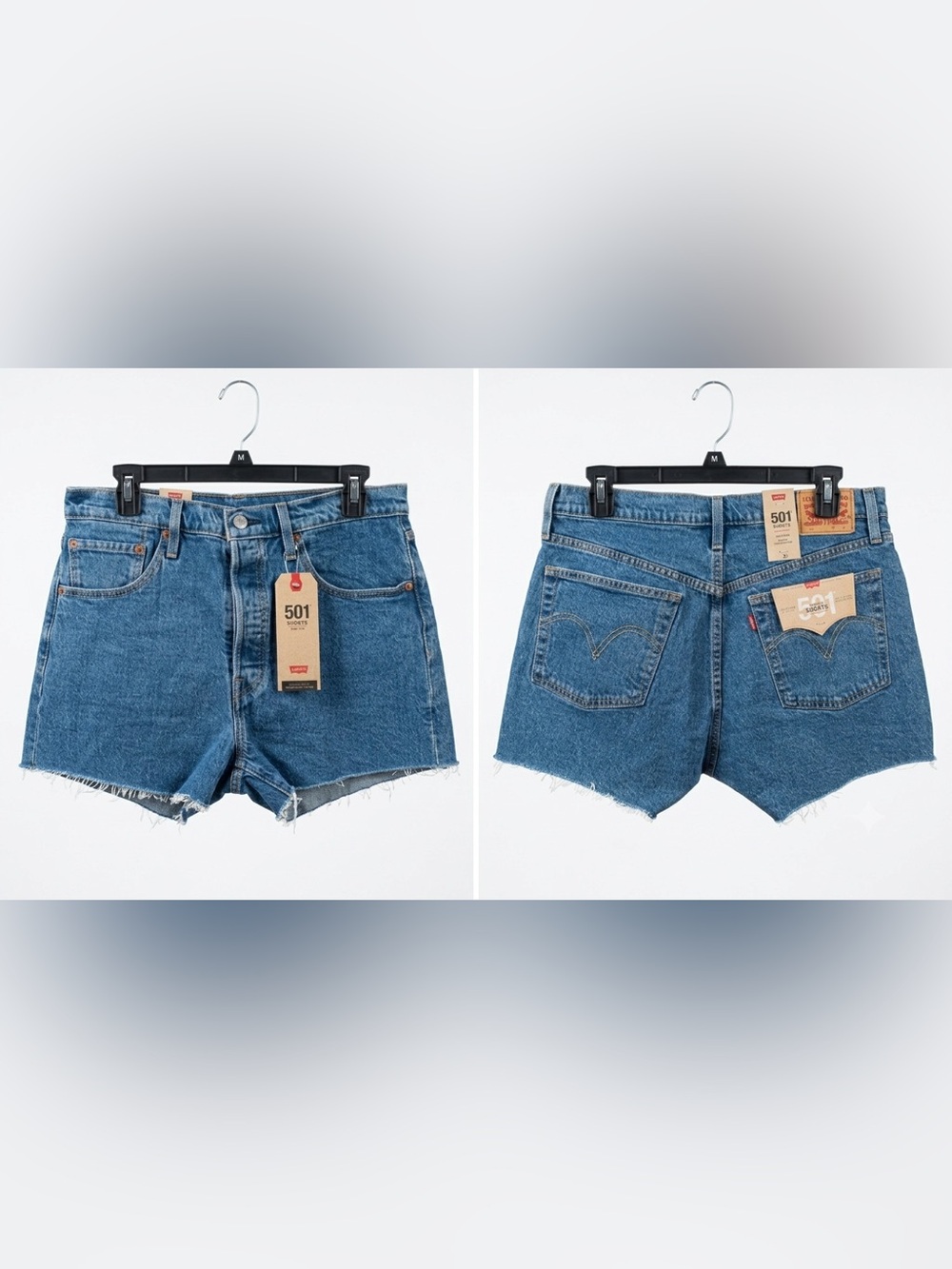 Women’s Levi 501 Highwaisted Cutoff Jean Shorts with Raw Edge/Hem (Size 31)